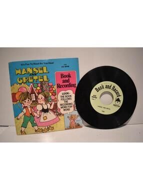 Vintage Vinyl Hansel And Gretel 1971 7” 45 RPM Peter Pan Records 1948 and Book